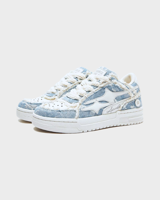 Valarni Frayed Edge Blue Sneakers