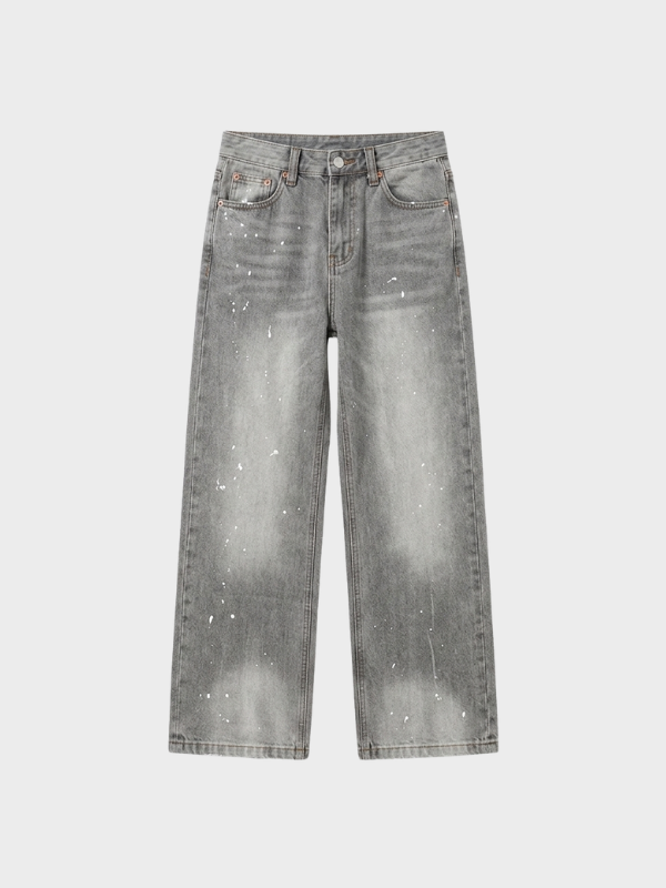 Grey Splatter Washed Jeans