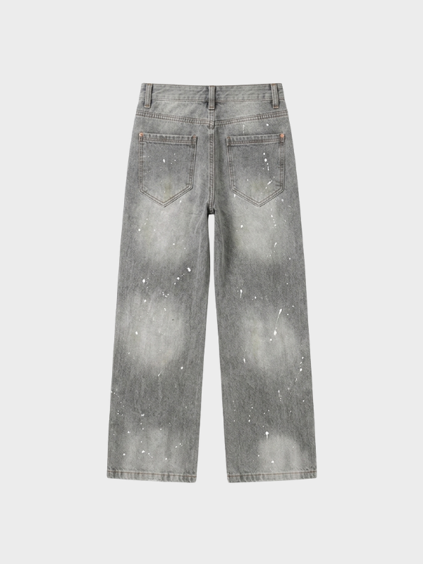 Grey Splatter Washed Jeans