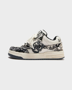 Fuzzy Low White Black Sneakers