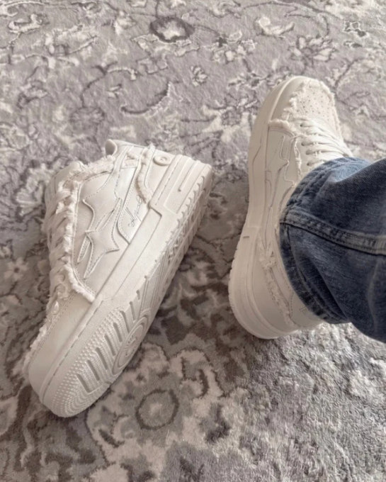 Valarni Frayed Edge White Sneakers