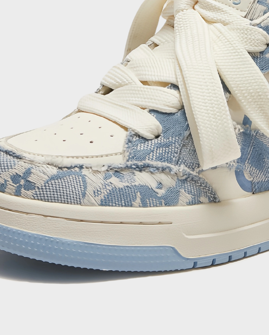Fuzzy Low Blue Sneakers