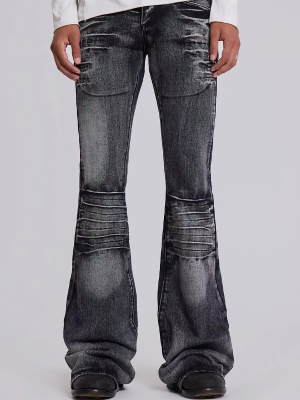 Denim Pleated Jeans