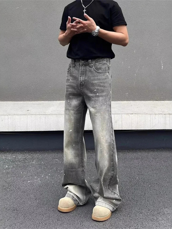 Grey Splatter Washed Jeans