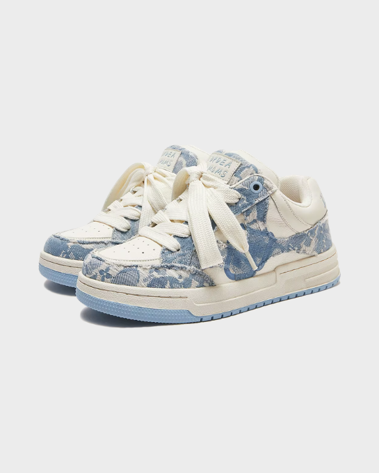 Fuzzy Low Blue Sneakers