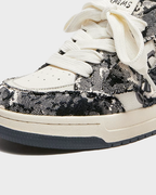 Fuzzy Low White Black Sneakers