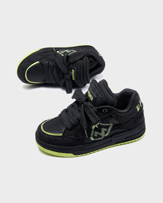 Fuzzy Low Black Green Sneakers
