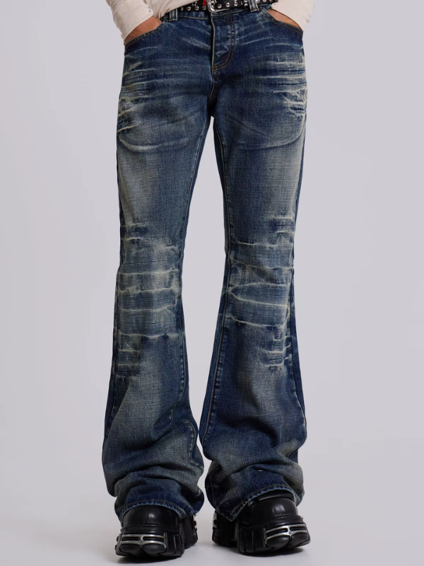 Denim Pleated Jeans