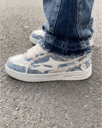 Valarni Frayed Edge Blue Sneakers