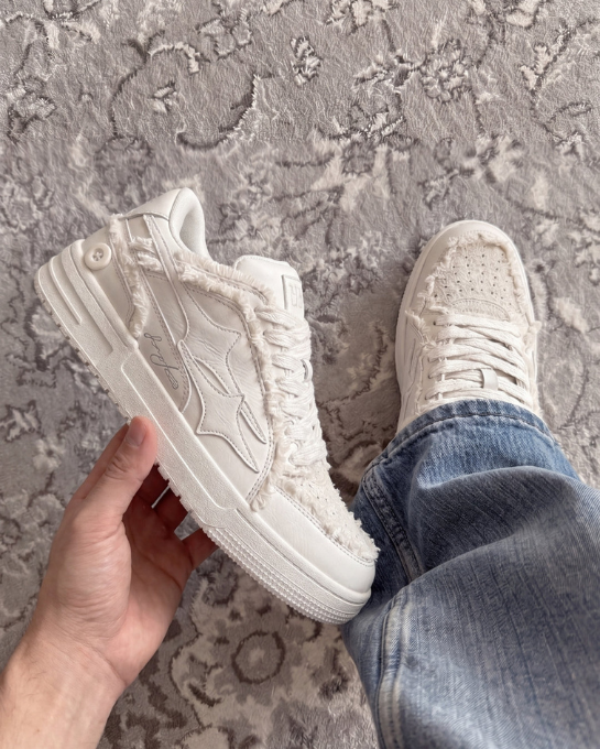 Valarni Frayed Edge White Sneakers