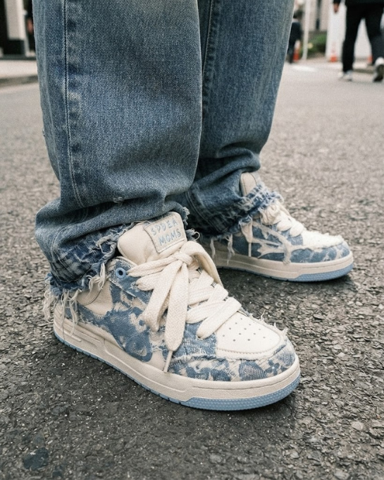 Fuzzy Low Blue Sneakers