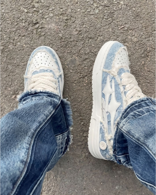 Valarni Frayed Edge Blue Sneakers
