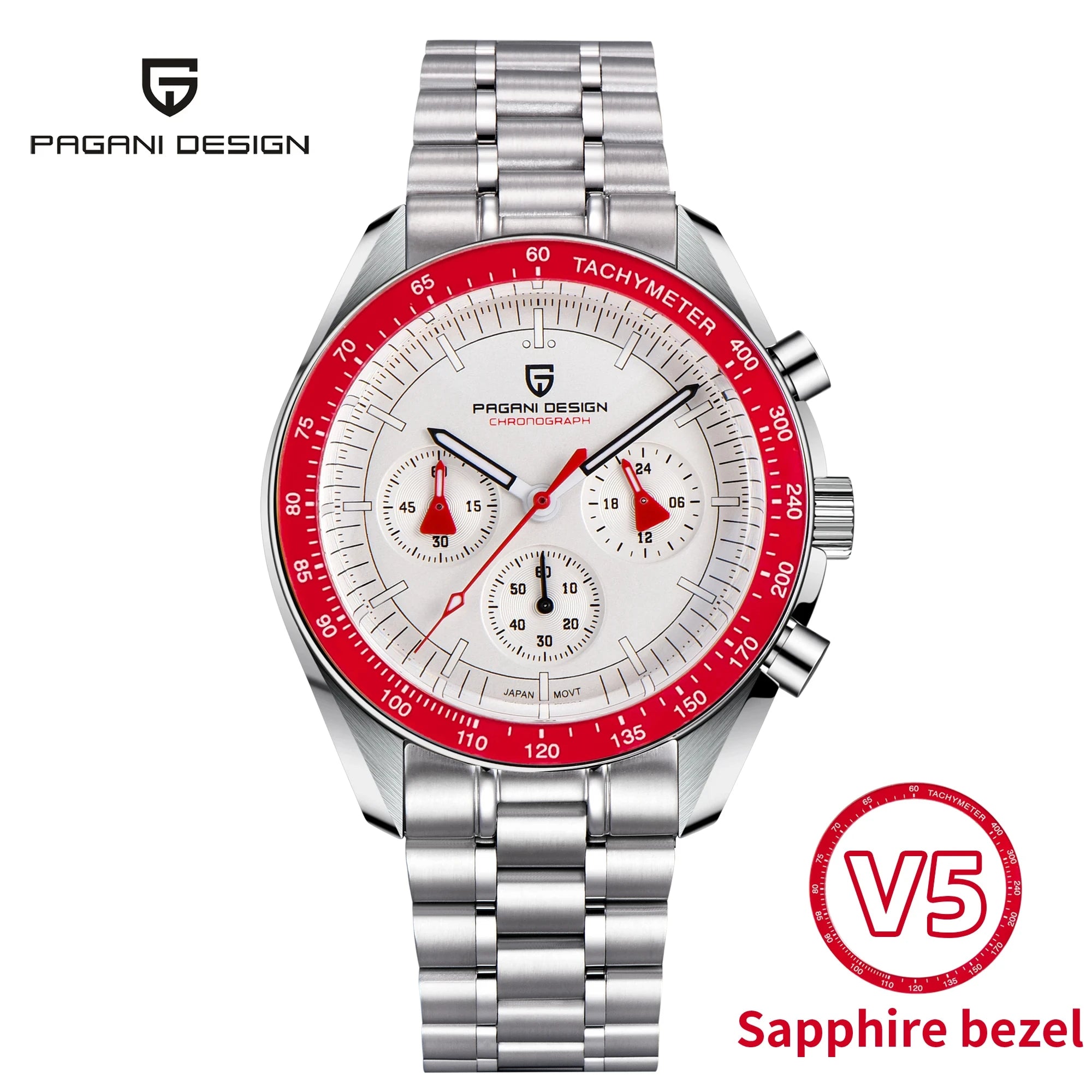PAGANI DESIGN 2026 New V6 Moon Mens Watch Luxury Quartz Speed Sports Chronograph Watch For Men Watch AR Sapphire glass Local Shipping