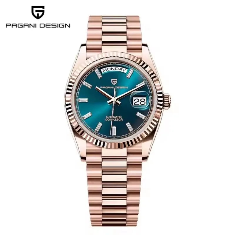 PAGANI DESIGN New Week Calendar Type Man watch ST16 Movt Waterproof Mechanical Watch 316L All Steel Luxury Luminous Men watch