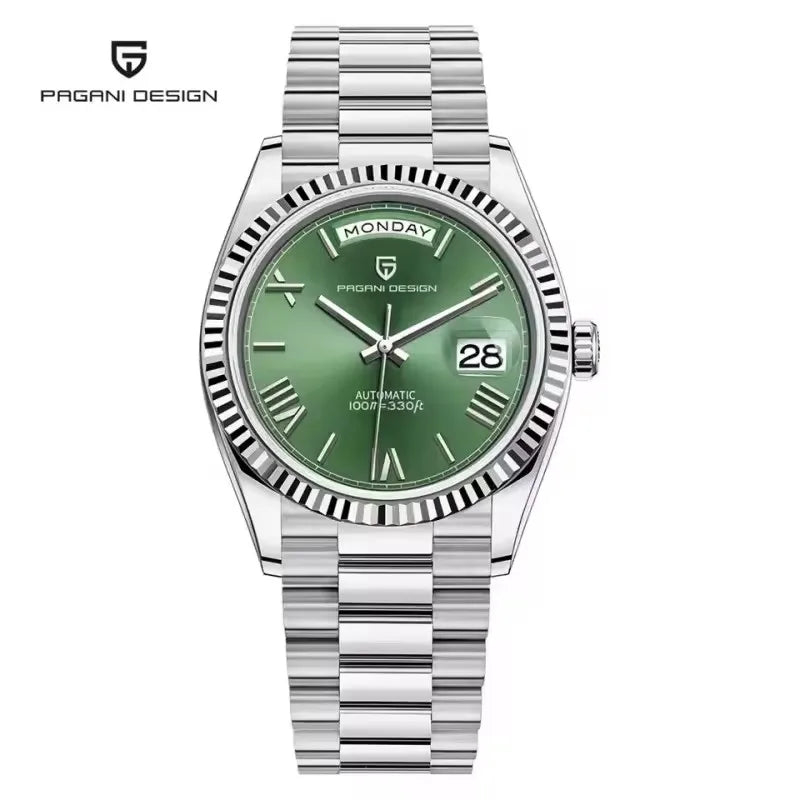 PAGANI DESIGN New Week Calendar Type Man watch ST16 Movt Waterproof Mechanical Watch 316L All Steel Luxury Luminous Men watch