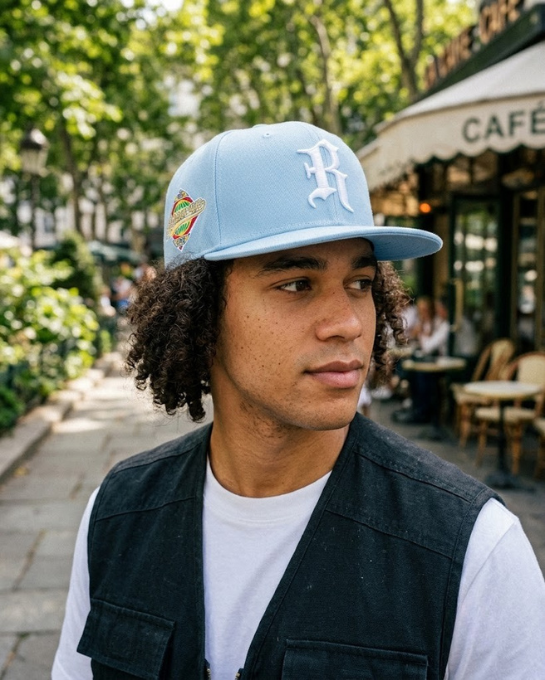 R Old English Snapback Cap
