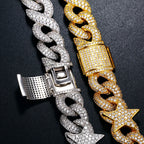 ICEOUTBOX 15mm Star Infinity symbol Miami Box Clasp Link Chain Bling Cubic Zircon Necklace Choker For Men's Hip Hop Jewelry Gift