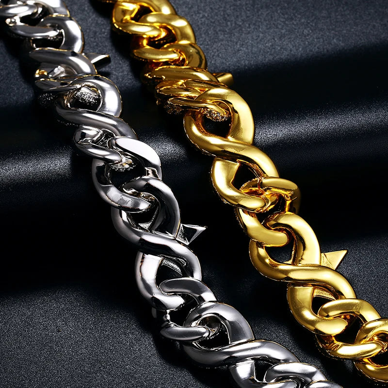 ICEOUTBOX 15mm Star Infinity symbol Miami Box Clasp Link Chain Bling Cubic Zircon Necklace Choker For Men's Hip Hop Jewelry Gift