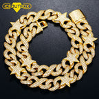 ICEOUTBOX 15mm Star Infinity symbol Miami Box Clasp Link Chain Bling Cubic Zircon Necklace Choker For Men's Hip Hop Jewelry Gift