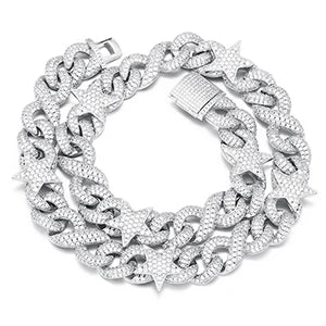 ICEOUTBOX 15mm Star Infinity symbol Miami Box Clasp Link Chain Bling Cubic Zircon Necklace Choker For Men's Hip Hop Jewelry Gift