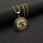 Shining Iced Out Ancient Egyptian God Eye of Horus Cross Pendant Necklace for Men and Women Hip Hop Trendy Amulet Jewelry Gift