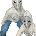Couple's Street Hip Hop Skull Rhinestone Print Full Zip Hoodie Halloween Y2K Jacket Sweater Top Coat Hoodie
