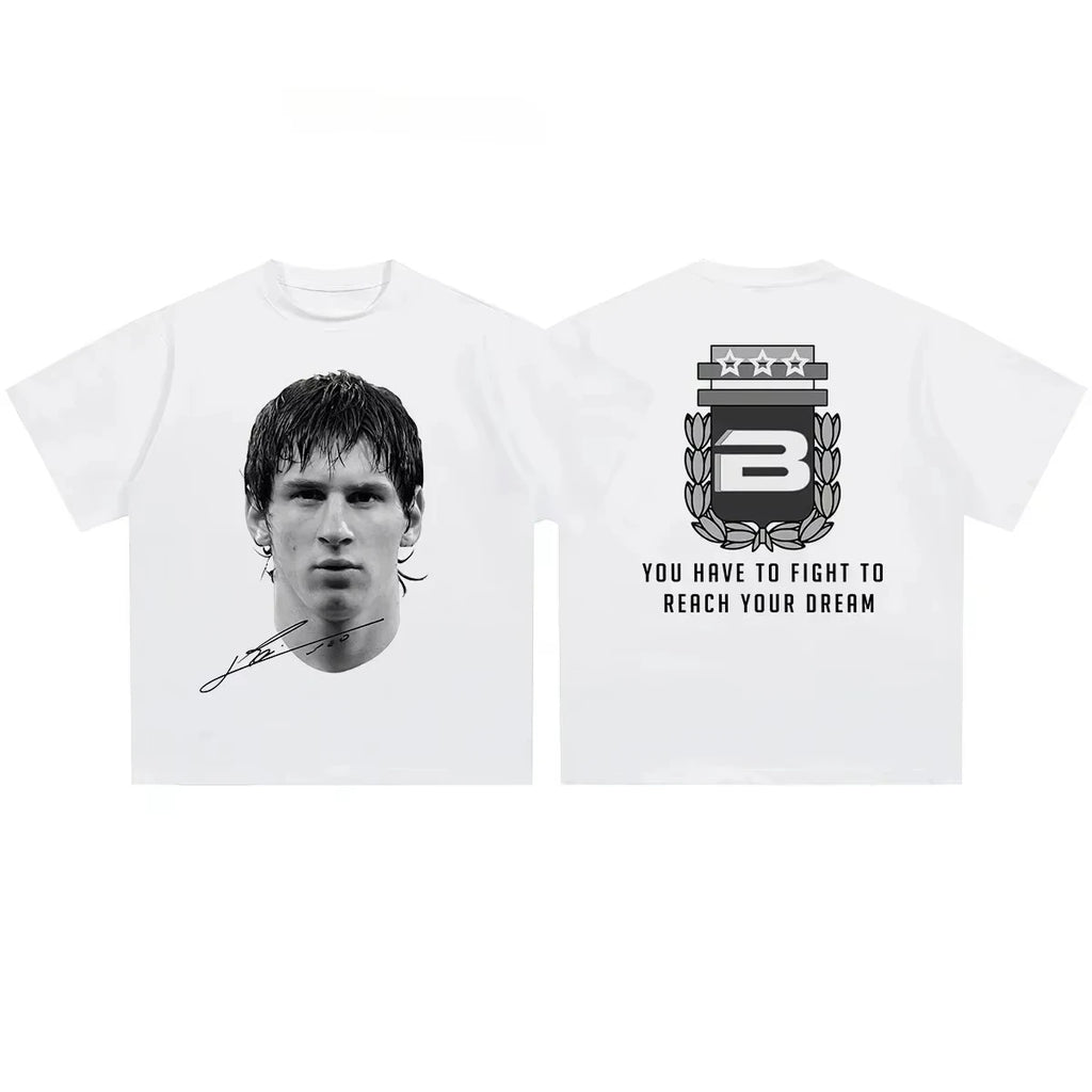 Cristiano Ronaldo Neymar Lionel Messi Football Superstar Portrait Printed Tee Men Women Cotton Loose Casual Short Sleeve Tshirt