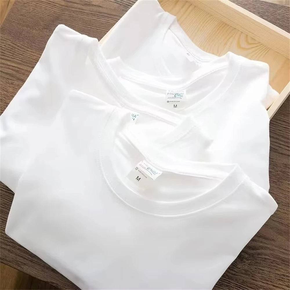 100% Cotton Men's  T-shirt O-neck Solid Color Bottoming Shirt Universal Casual Breathable T-shirt Tops Spring Autumn
