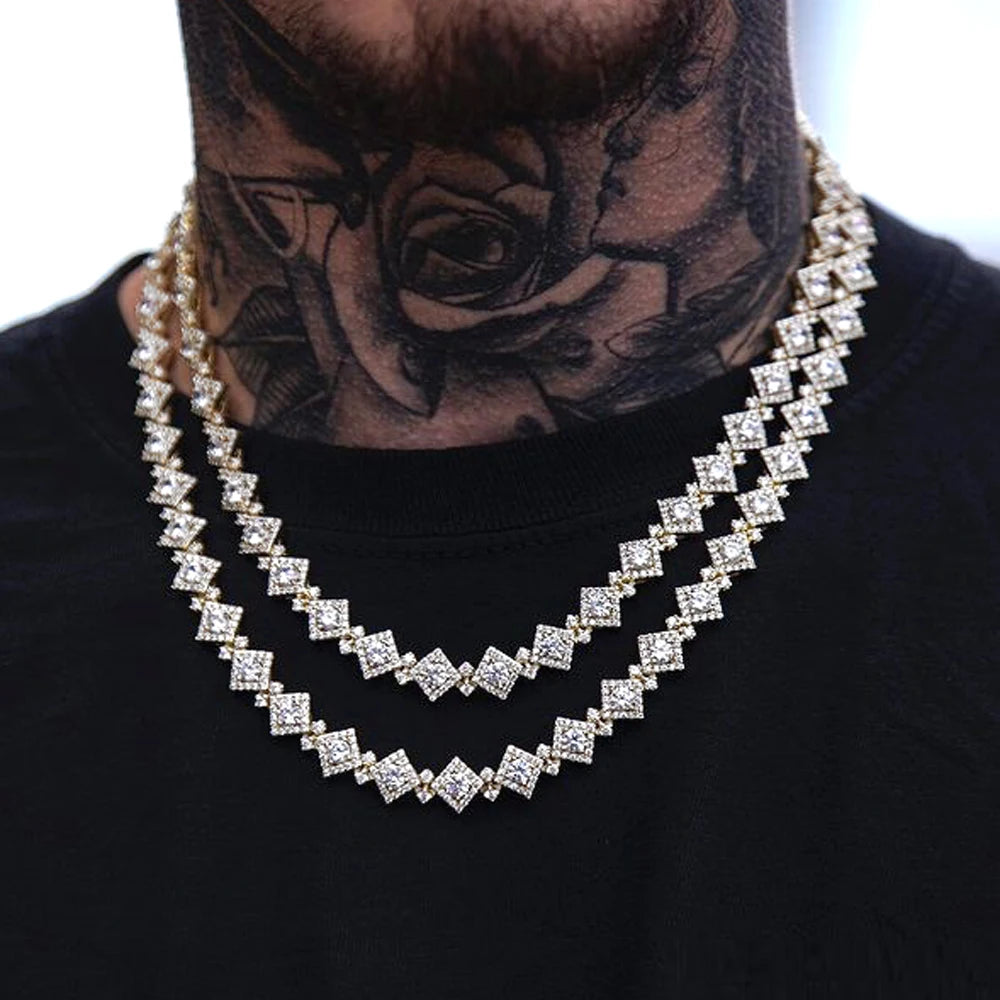 2026 New Iced Out Bling CZ Charm Necklace Silver Color Cubic Zirconia Tennis Chain For Women Men Hip hop Jewelry