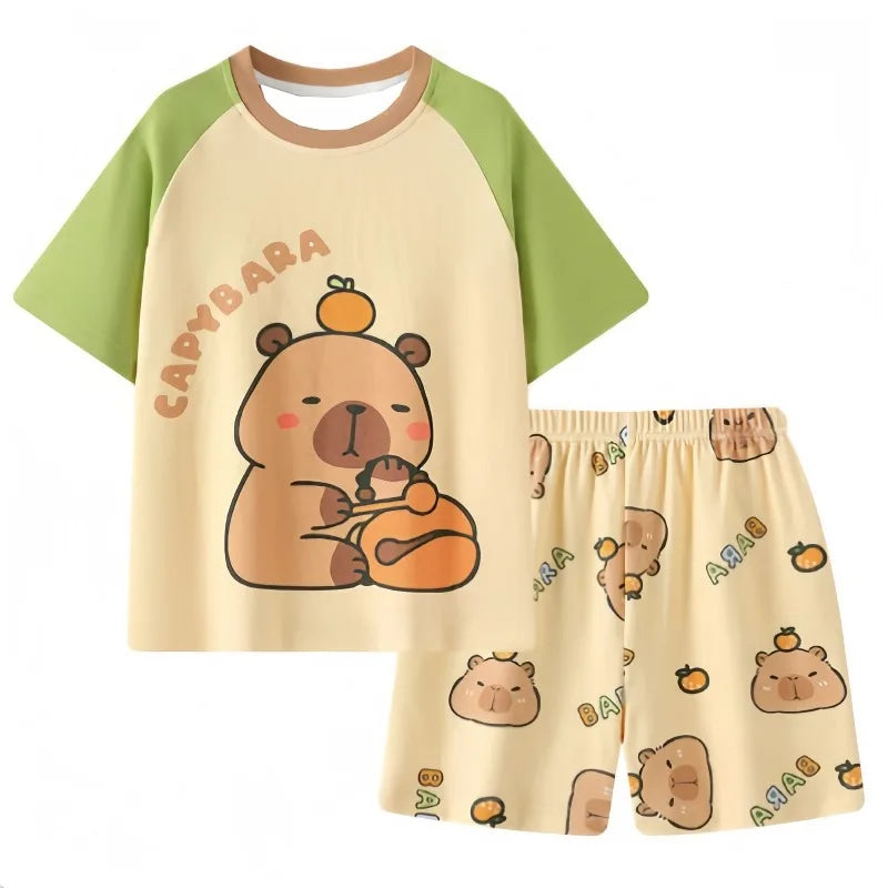 Children's Short-sleeved Set 26 Spring/Summer New Style Cartoon Fashion Boys' and Girls' Various Styles Short-sleeved Casual Set