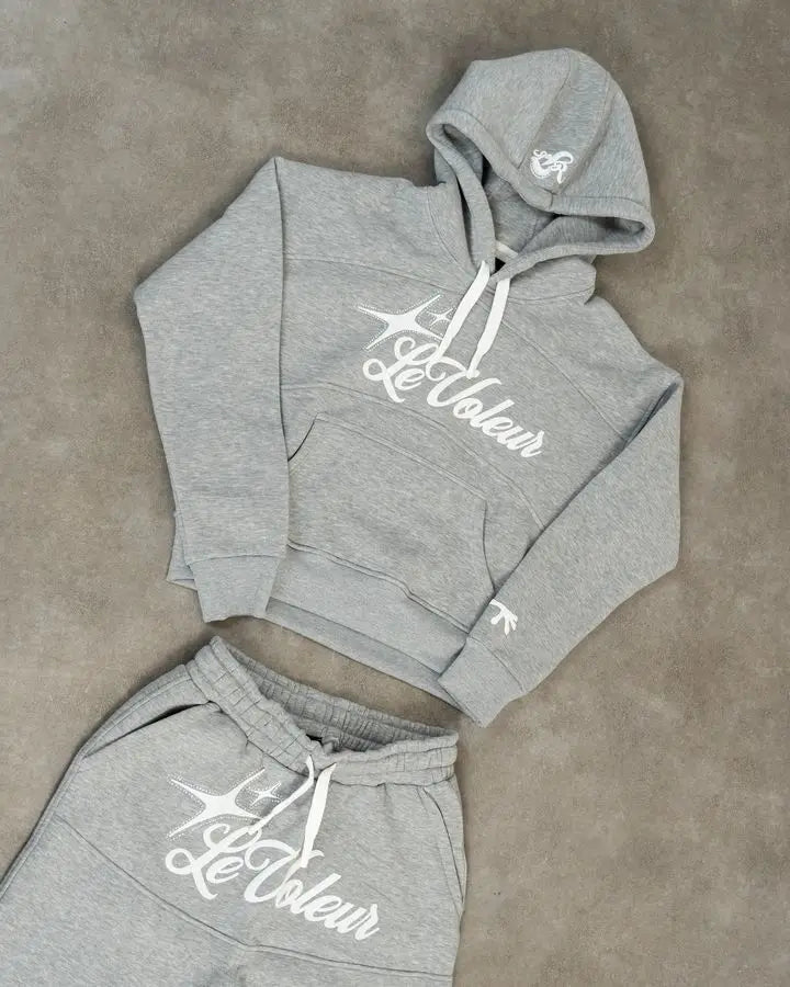 Oversized Sakura Cherry Blossom Tree Hoodie Pants Set Gray Tracksuit with Japanese Floral Design Trendy Y2K Streetwear Fashion