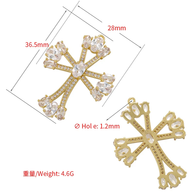 HECHENG,High Quality Crystal Shiny Zirconia Cubic Zircon Necklace Pendant Cross Jesus Christ Gold Colour Jewelry Gift for Women