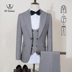 ST Cassy high quality full men's suits 3 pieces luxury Elegant Slim Fit Male Groom Wedding Party Dress Business Office costume