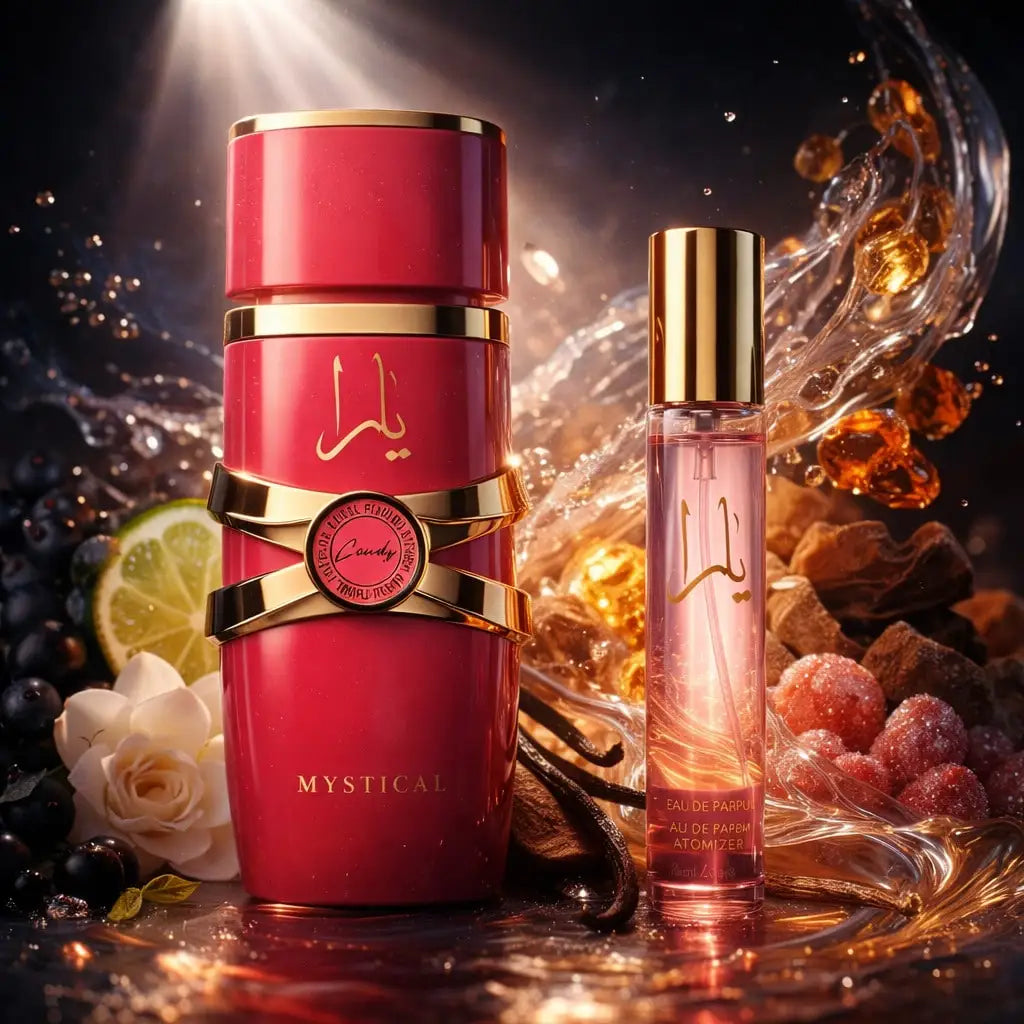 YARA Candy Water Perfume Women Box 100ml + 20ml Vanilly fruity Sweet Parfume, Cassis, Green Mandarine, Musk
