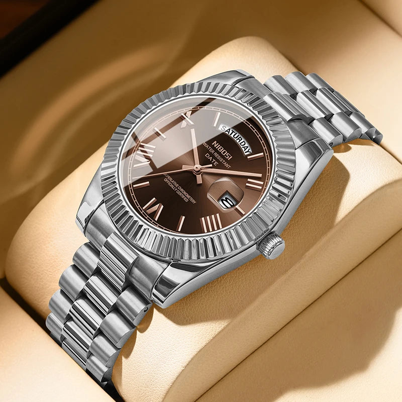NIBOSI Brand Luxury Quartz Watches For Men Fashion Date Display Luminous Fashion Stainless Steel Men's Watch relogios masculino