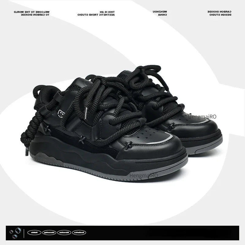 Women Shoes for Men Tennis Retro Y2K Punk Canvas Leather Skateboard Shoes Fashion Male Sneakers Couple Outdoor Sport Casual Shoe