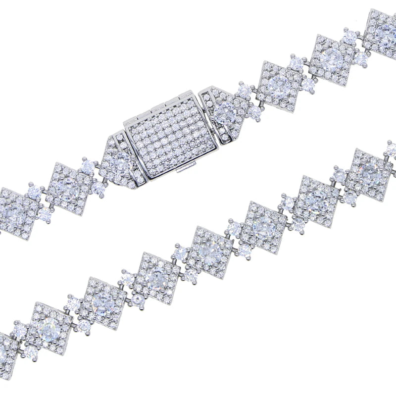 2026 New Iced Out Bling CZ Charm Necklace Silver Color Cubic Zirconia Tennis Chain For Women Men Hip hop Jewelry