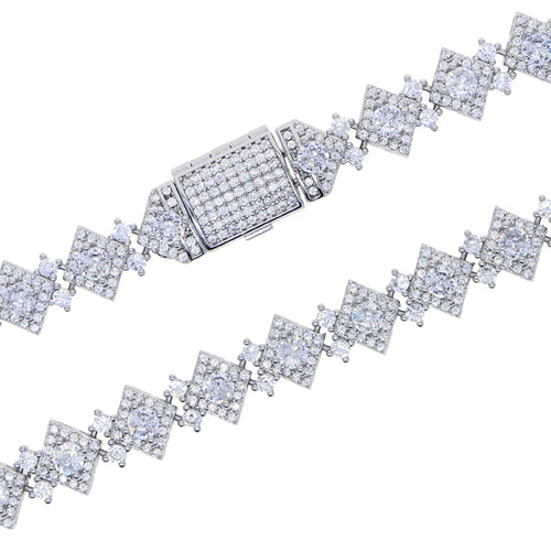 2026 New Iced Out Bling CZ Charm Necklace Silver Color Cubic Zirconia Tennis Chain For Women Men Hip hop Jewelry