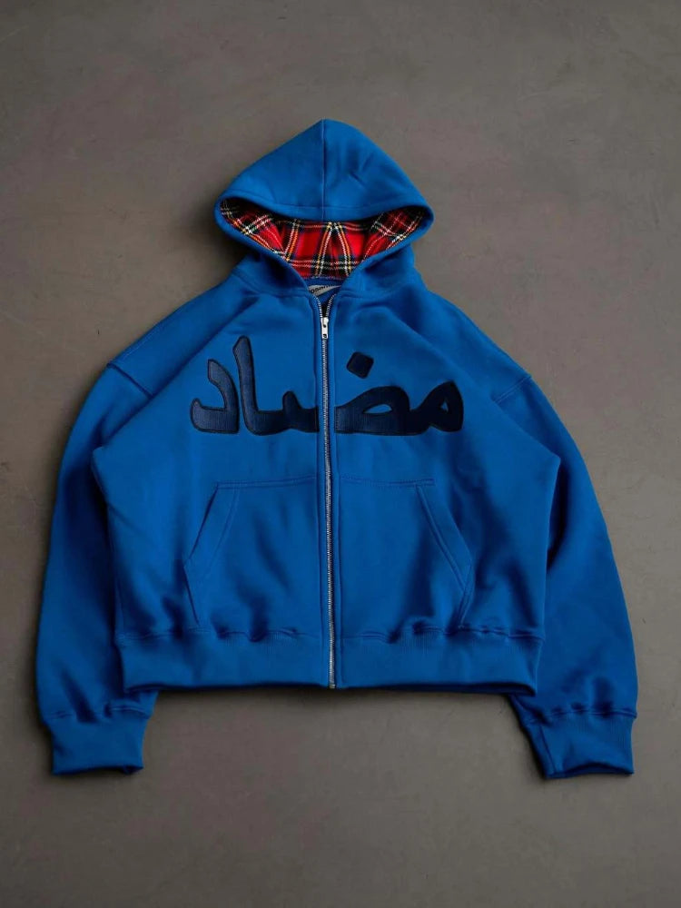 2025 new autumn and winter personalized printed hoodie y2k street casual hip-hop cardigan zipper jacket