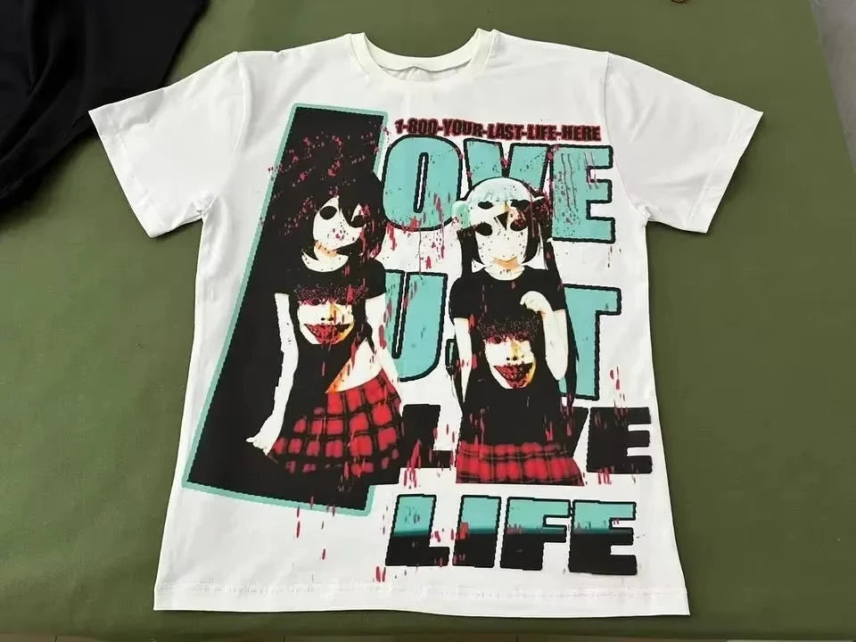 Harajuku Letter Gothic Graphic T Shirts Y2k Tops Men Women High Street Oversized T Shirt Pro Choice Streetwear Vintage Clothing