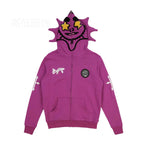 Skeleton Print Hoodie Cosplay Costume Zipper Jacket Long Sleeve Top Causal Hooded Sweatshirt Fashion Streetwear for Adult