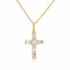 HECHENG,High Quality Crystal Shiny Zirconia Cubic Zircon Necklace Pendant Cross Jesus Christ Gold Colour Jewelry Gift for Women