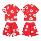 DENIM TEARS Summer Hot Selling European and American Fashion Hip Hop Printed Short Sleeve Set High Street Loose Sportswear