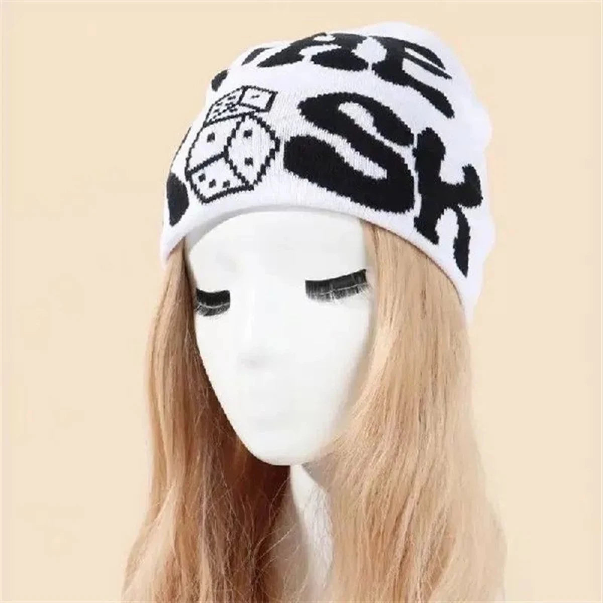 Autumn and Winter New Unisex European Style Risk Dice Knitted Hats Warm Street Versatile Color Block Beanies Fashion Hip Hop ins