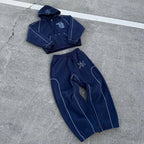 American Y2K Casual Zipper Hoodie Sweatpant Two Piece Set HipHop Oversized Printed Sweatshirts Tracksuits Men Women Casual Pants