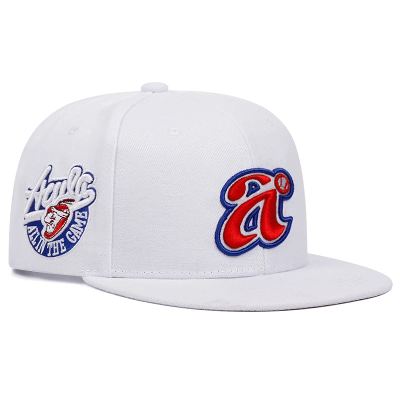 2025 Trend New Flat brimmed Hat with letter A Embroidered Personalized Street Hip Hop Hat Outdoor Sunshade Baseball Hat Unisex