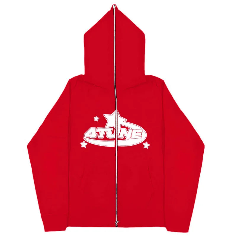 Dark Sport Hoodie Zipper Men's Large Size Couple Gothic Harajuku Streetwear Printed Loose Fit Long Sleeve Sweatshirt
