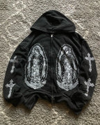Y2K Fashion High Street trend Hip-hop letter pattern zipper men hoodies American rock retro Harajuku punk sweatshirts