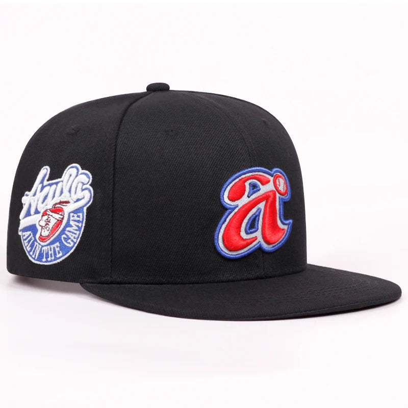 2025 Trend New Flat brimmed Hat with letter A Embroidered Personalized Street Hip Hop Hat Outdoor Sunshade Baseball Hat Unisex