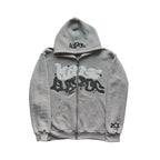 Zipper hooded sweatshirt with retro American letters suitable for men and women wearing Y2K jacket autumn/winter cardigan